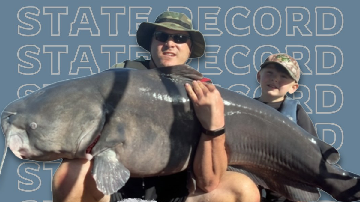 An Iowa angler reeled in a 105-pound blue catfish, breaking the previous record held by a 101-pound catfish for 21 years, according to officials.