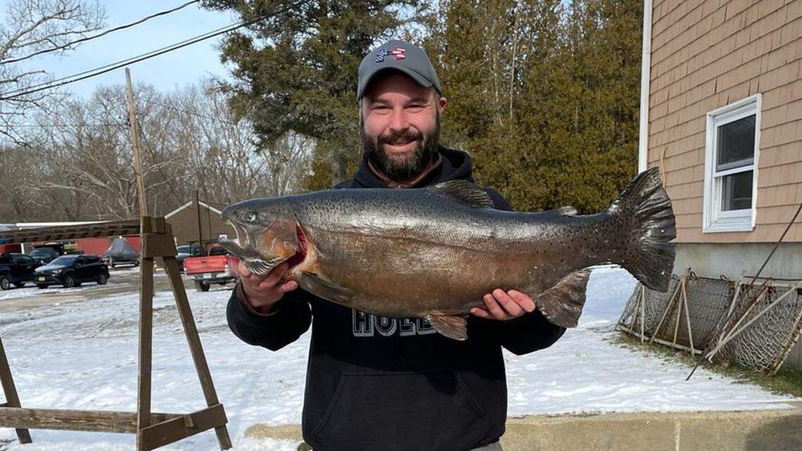 Zachary Taylor poses with his catch that broke Rhode Island state records.