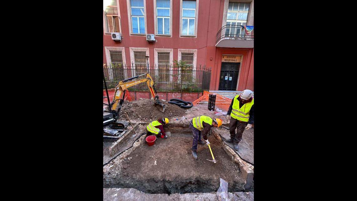 An ancient tomb was unearthed in Italy during the laying of electrical cables underground, officials said.
