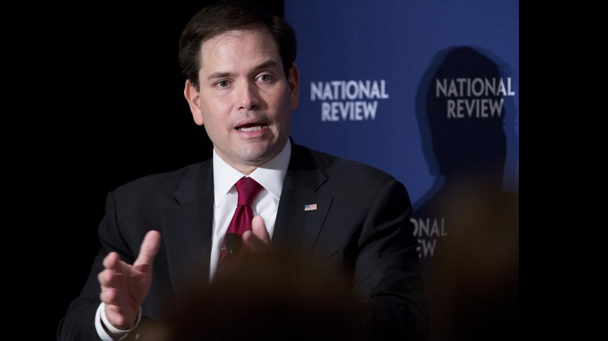 
Sen. Marco Rubio, a Republican from Florida and U.S. presidential candidate, speaks during a conversation at the National Review Institute 2015 Ideas Summit in Washington, D.C., on Friday, May 1, 2015. 
