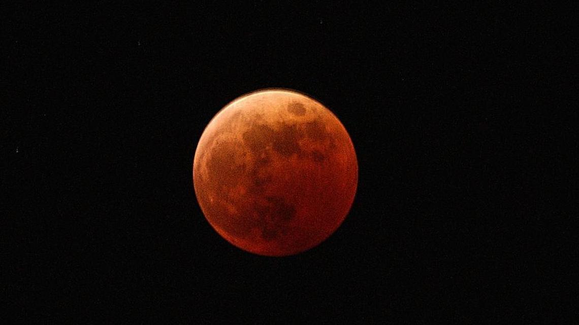A lunar eclipse visible in Miami on Oct. 27, 2004.