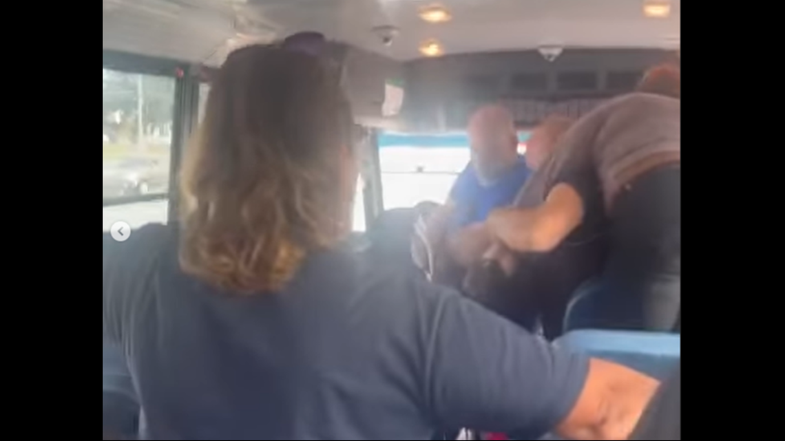 Two moms threw punches on a Florida elementary school bus following a fight between their children over a toy, deputies said.