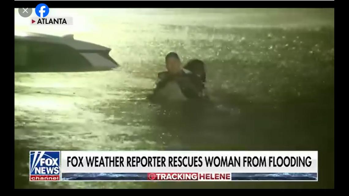 Meteorologist hears screams from Helene floodwaters and rushes to save GA woman, video shows