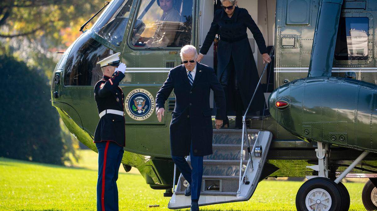 President Joe Biden and first lady Jill Biden arrive at the White House in Washington, Monday, Nov. 13, 2023, after spending the weekend in Delaware. (AP Photo/Andrew Harnik)