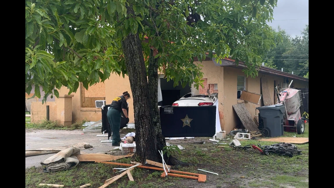 A 19-year-old with a gunshot wound to the chest was fleeing his killer when he hit a bicyclist and crashed into a Lakeland home, a Florida sheriff said.