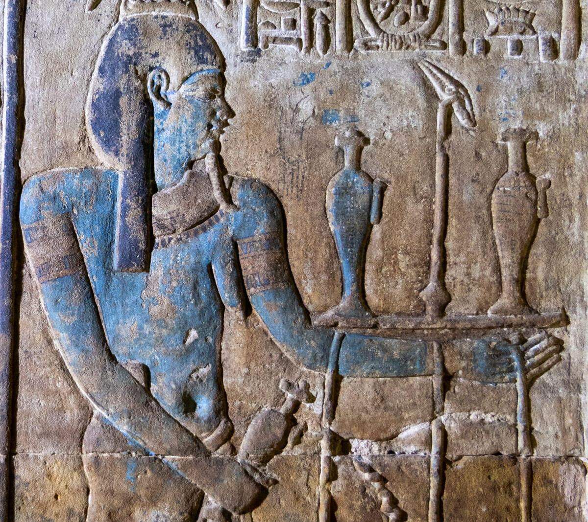 Traces of painting found on the temple.