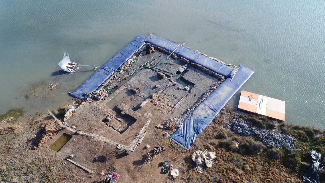 Archaeologists in Greece recently excavated the partially submerged ruins of an ancient building. Inside, they found coins, pottery and a statue of a god.