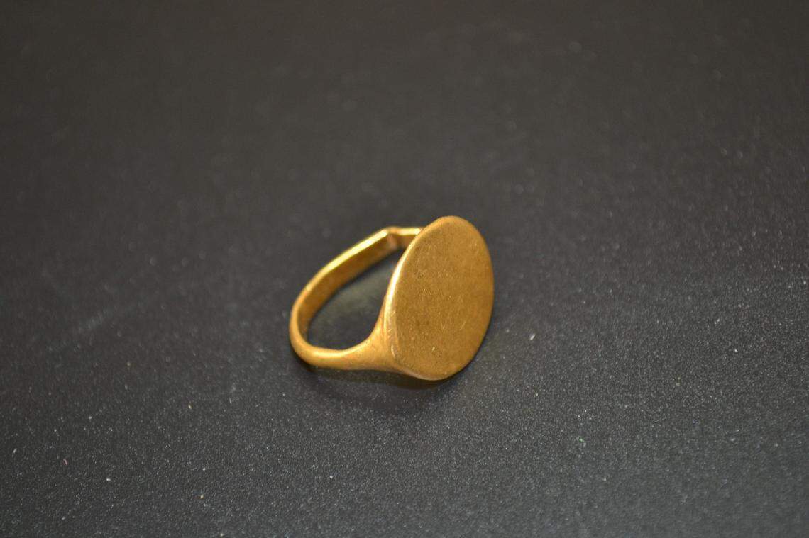A gold ring found at the site