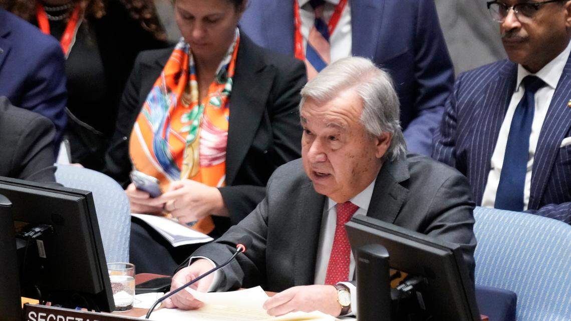 United Nations Secretary-General Antonio Guterres invoked a “rarely used” article on Dec. 6 in order to avert a “humanitarian catastrophe” in Gaza, he said. (AP Photo/Seth Wenig)