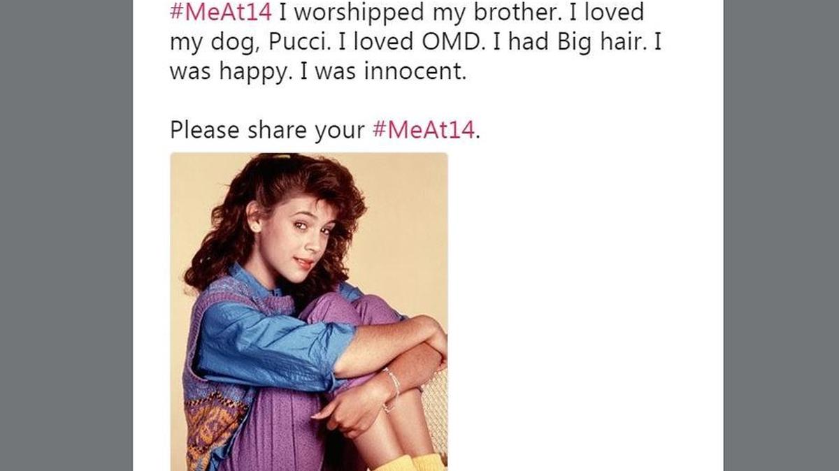 Alyssa Milano posted on Twitter using the hashtag #MeAt14.