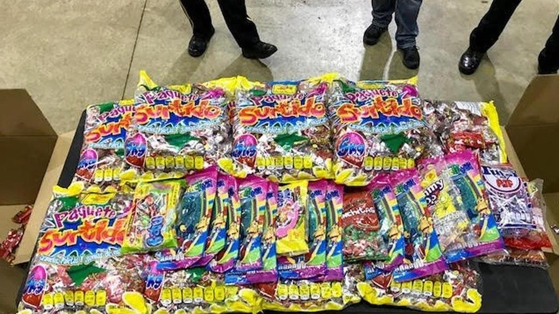 A Tennessee man was arrested in Alabama last week after police found 82 pounds of meth worth $1.5 million hidden in these Mexican candy bags in his trunk, according to the Jefferson County Sheriff’s Office.