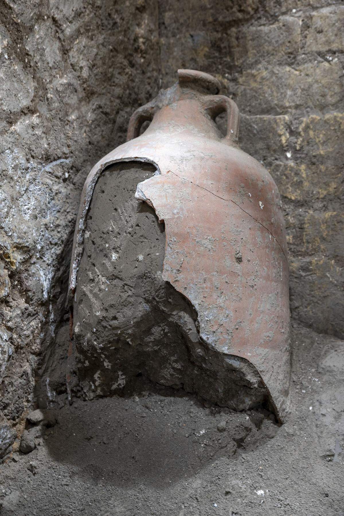 An broken amphorae, or vessel, discovered at the site