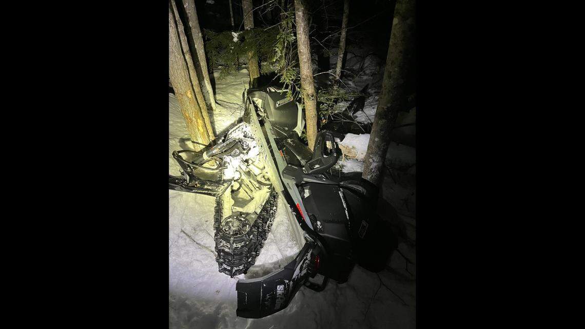 A 22-year-old snowmobiler crashed into trees in New Hampshire.