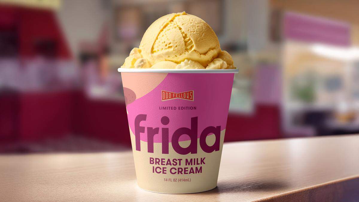 A 14-ounce tub of the ice cream is pictured.