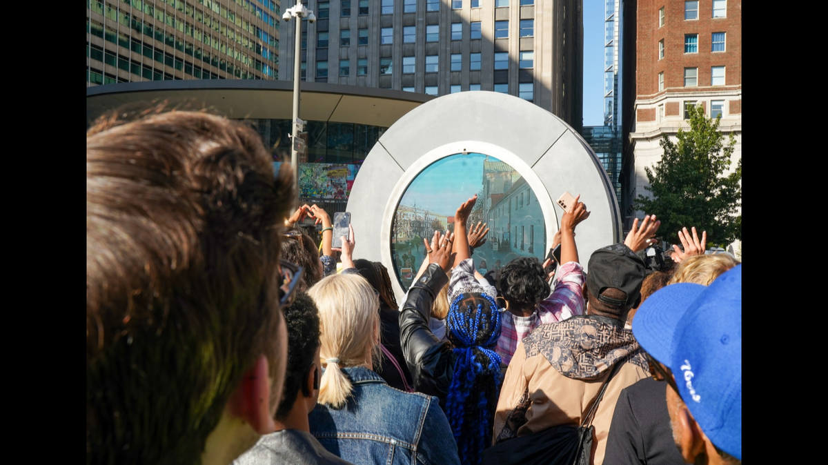 The Portal art installation was unveiled in Philadelphia, Pennsylvania, in October. Now, a group of four people have stolen copper wiring out of it, police say.