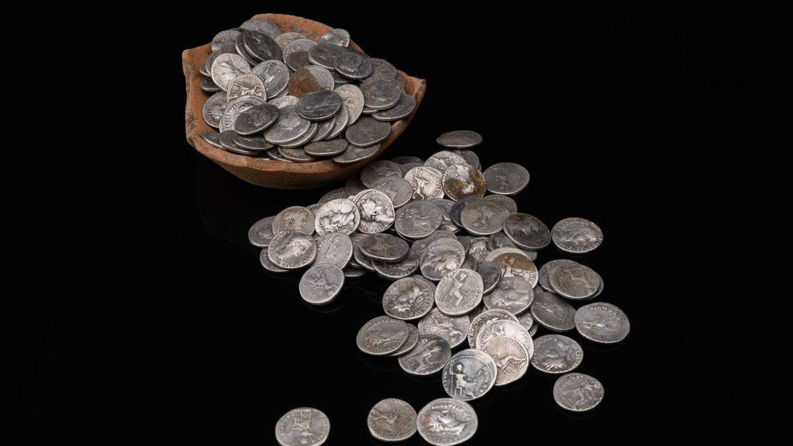 A horde of ancient coins dating to the Roman era was unearthed in England late last year, museum officials said.