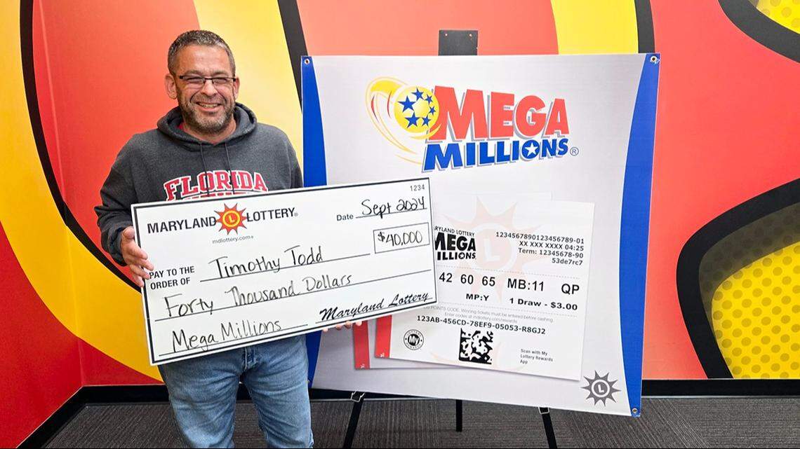 Tim Todd won 40,000 on a Mega Millions ticket for the Sept. 3 drawing, Maryland lottery officials say.