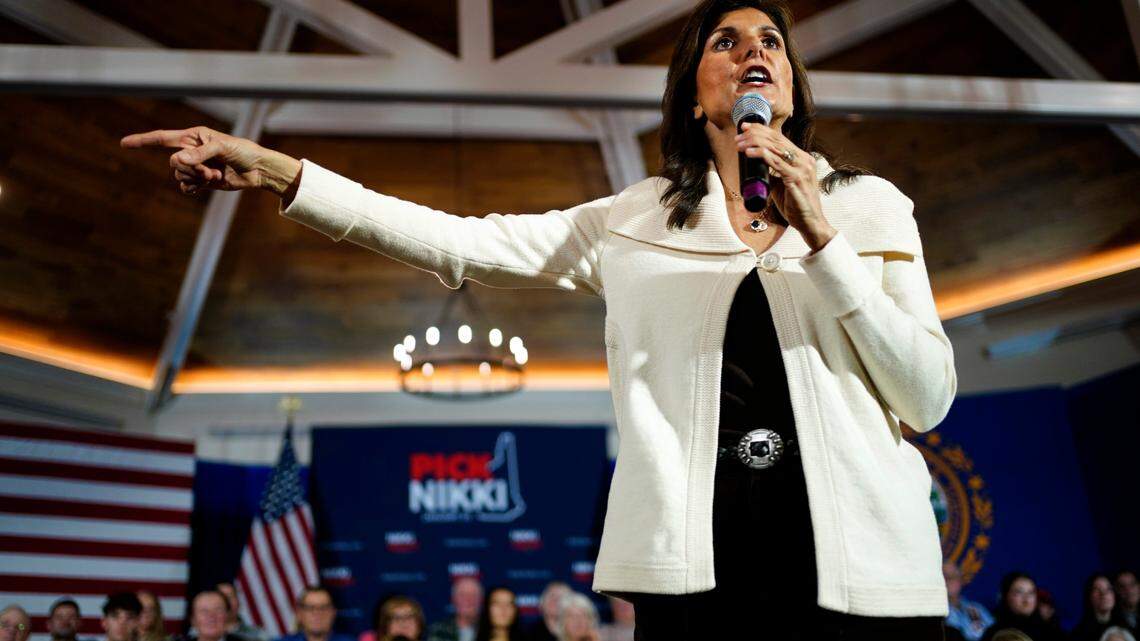 Nikki Haley told New Hampshire voters they can “correct” the Iowa caucus results, prompting pushback from the governor of Iowa and Ron DeSantis’ campaign. (AP Photo/Robert F. Bukaty)