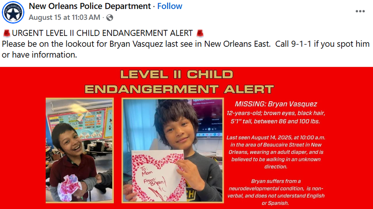 The two-week search for a missing child in New Orleans led to the discovery of his body in a marsh, police said.