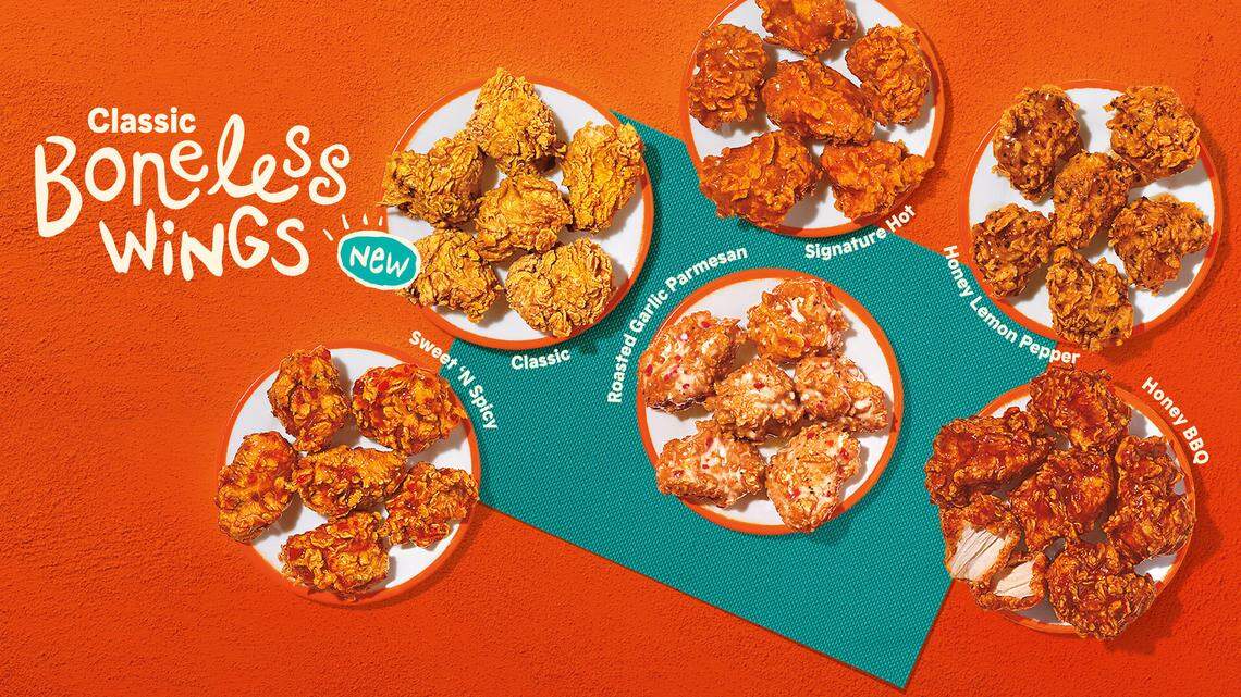Popeyes new boneless wings are available in six flavors.