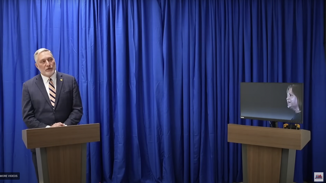 A Republican candidate for Virginia lieutenant governor debated against an AI bot after his opponent declined to participate, video footage shows.