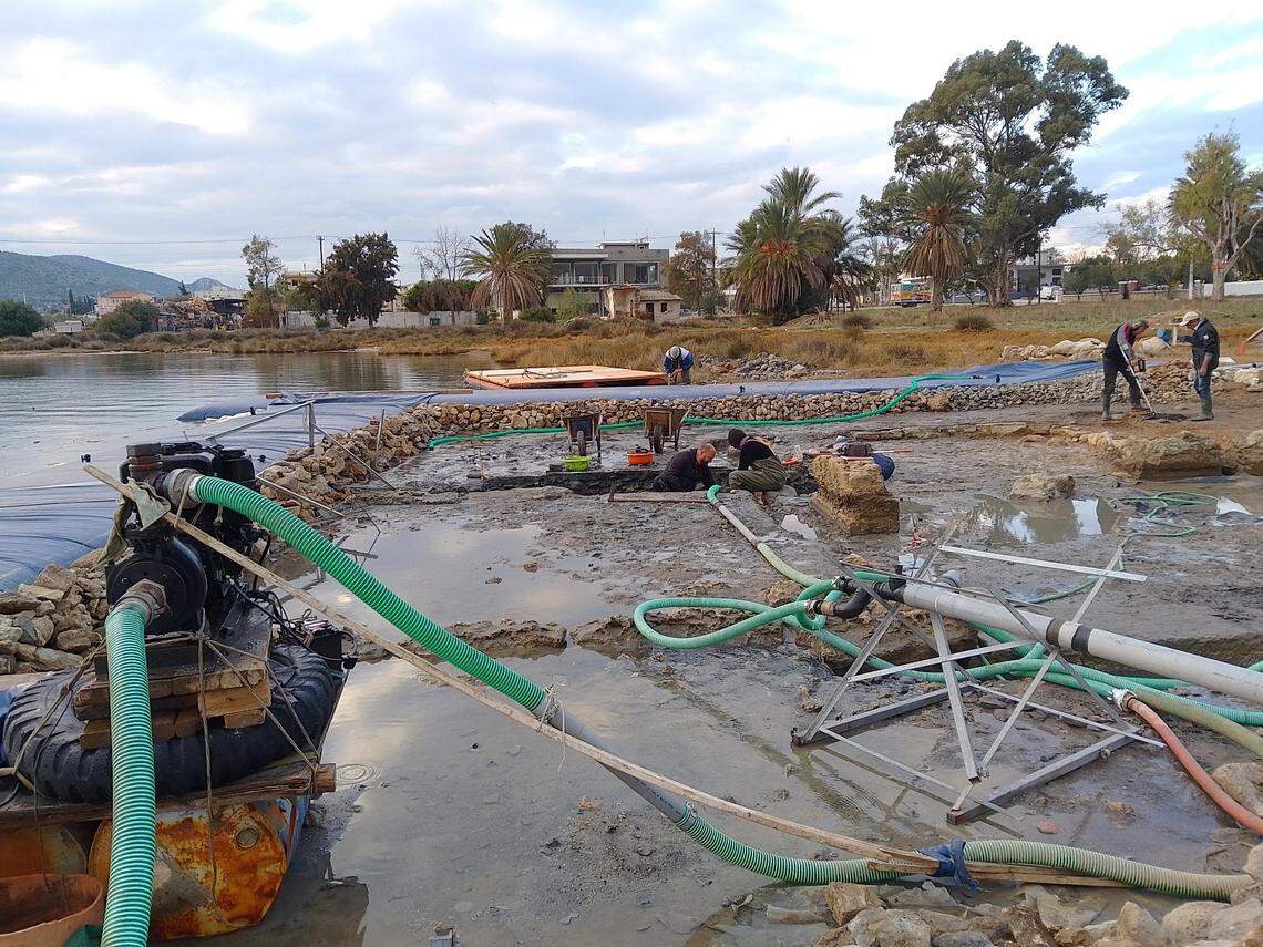 To pull off the excavation, archaeologists had to constantly pump water out of the site.