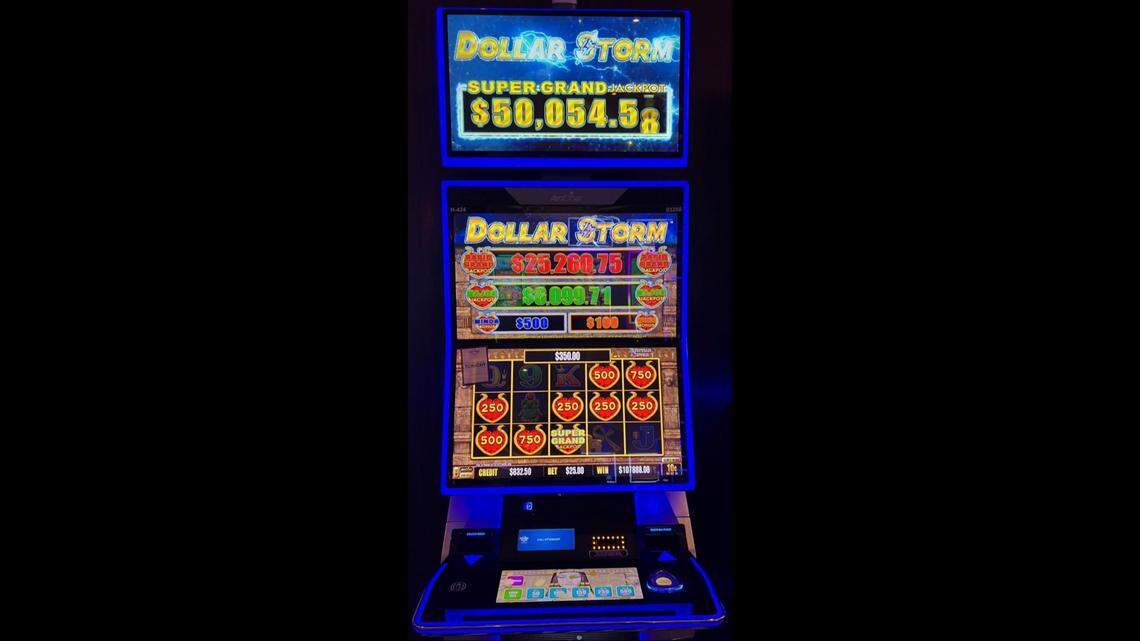 The winning slot machine is pictured.