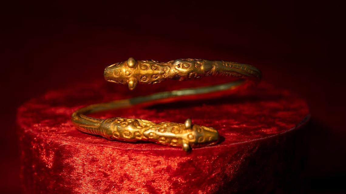 2,500-year-old tombs filled with numerous ornate artifacts were recently discovered in Kazakhstan, photos show.