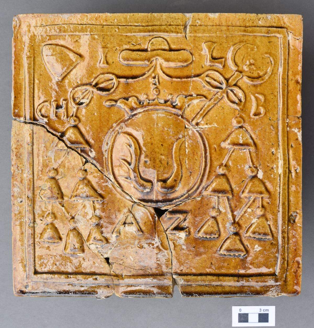 One of the reconstructed 300-year-old tiles found at the historic monastery in Chełm.