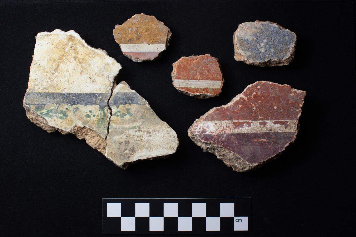 Some of the painted plaster found at the ancient Roman villa complex.