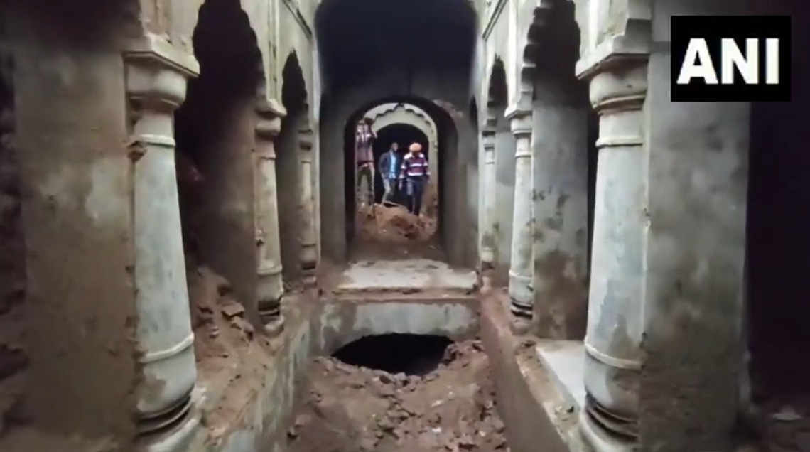 The inside of the 125-year-old stepwell in Chandausi as seen during excavations.