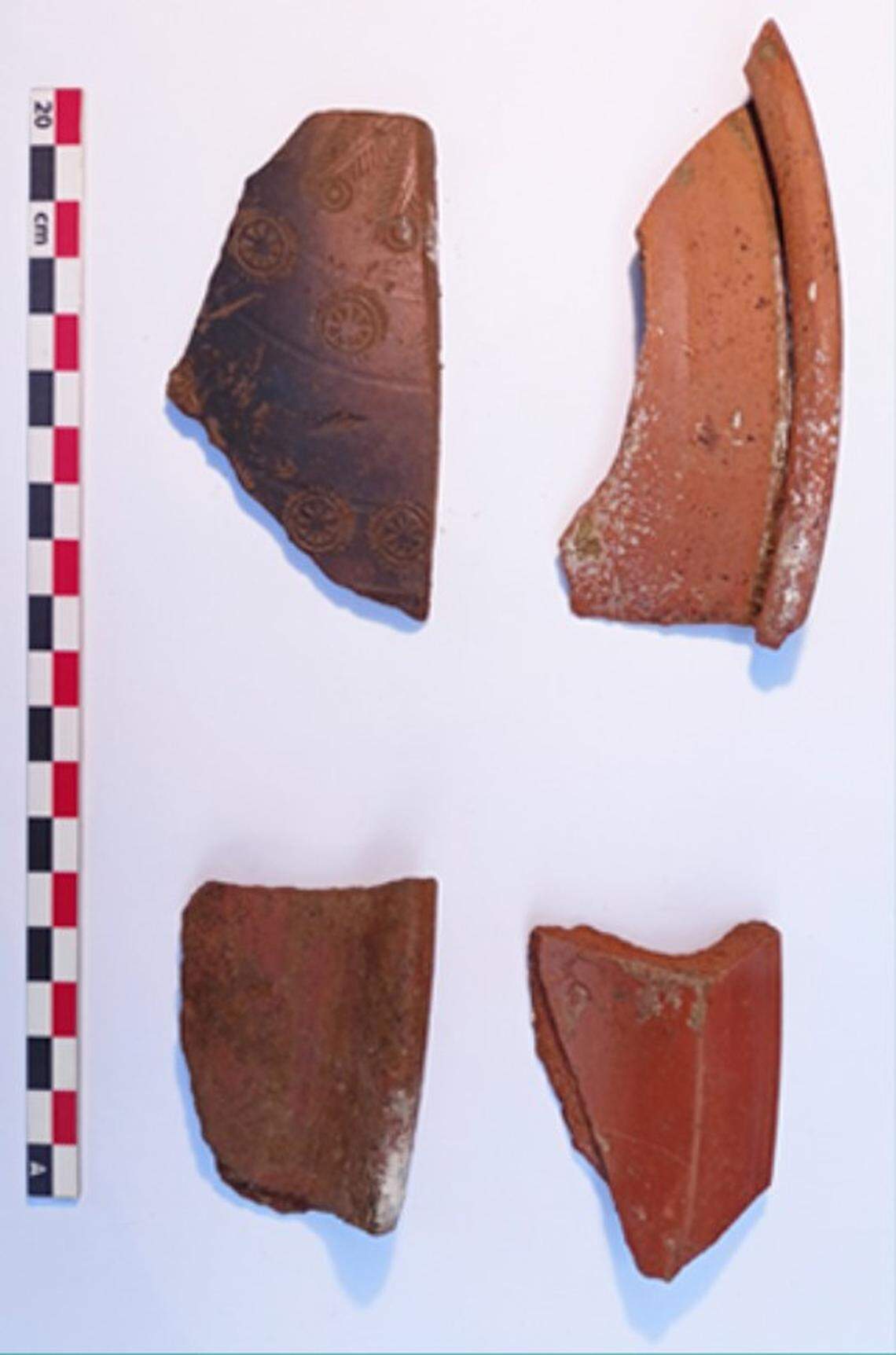 Ancient Roman pottery fragments found in the Cave of the Dead Man.