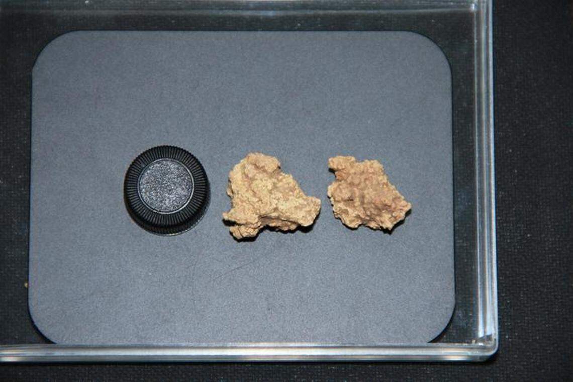 Three samples of the 3,500-year-old cheese found on mummies in Xinjiang.