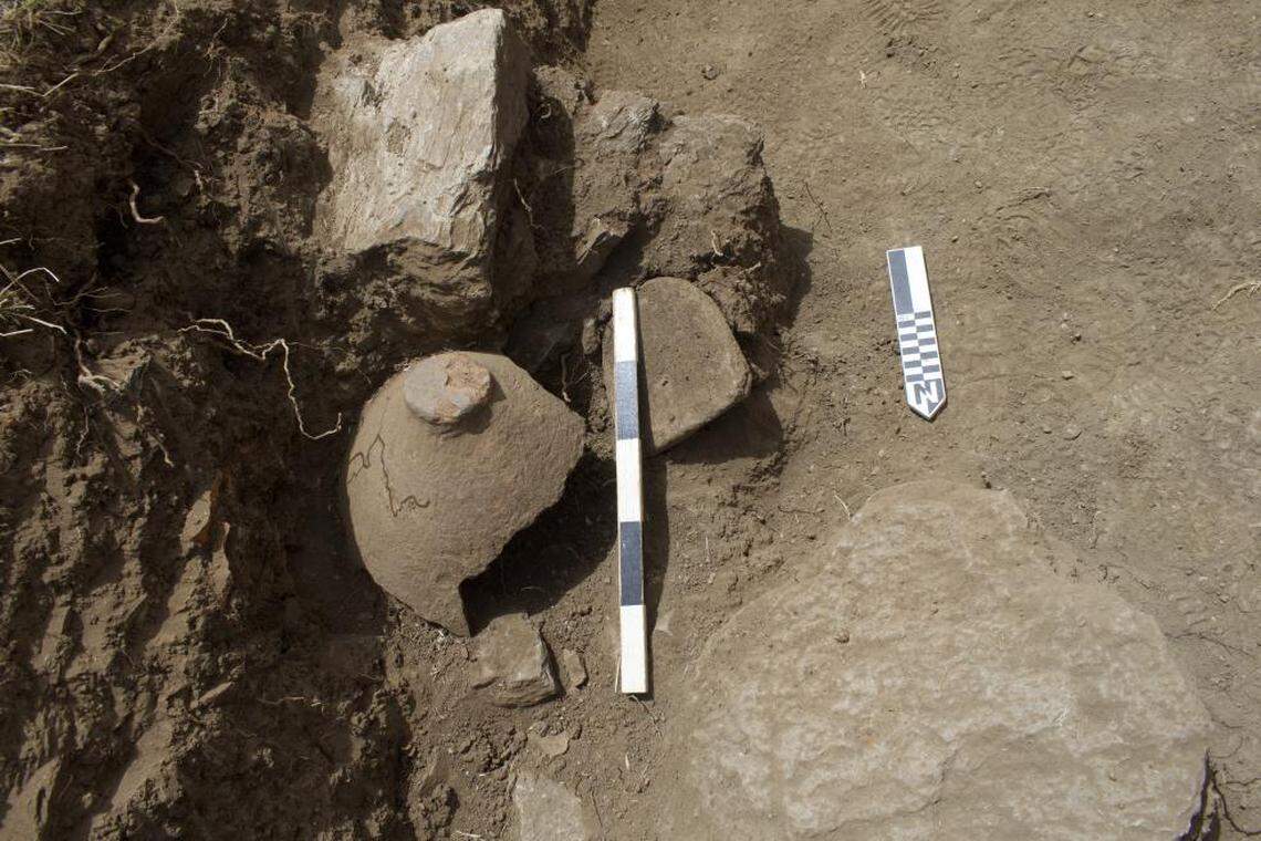 The ruins of a roughly 4,000-year-old workshop found at the Gradishte site.