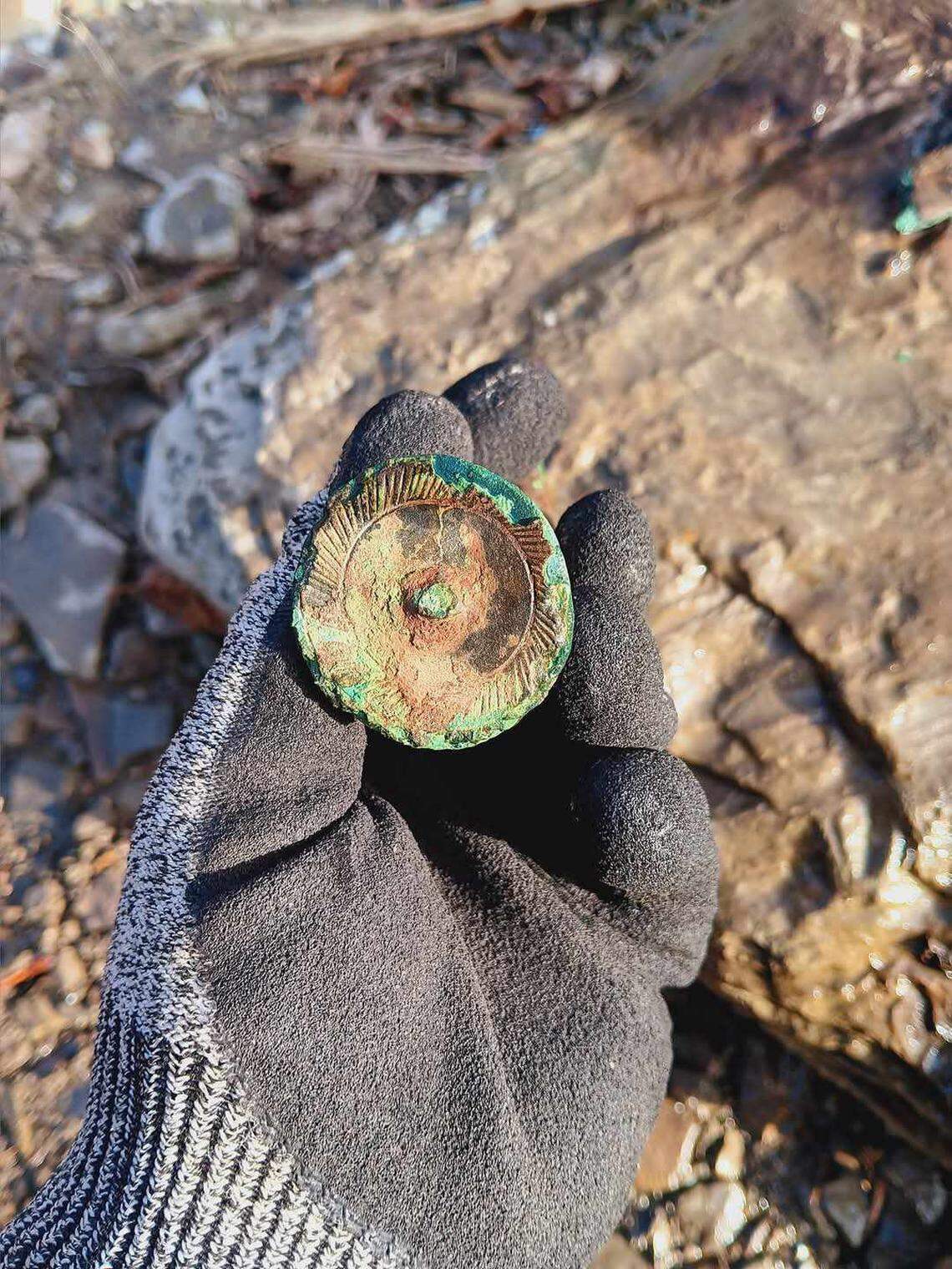 The handle of the 3,000-year-old sword.