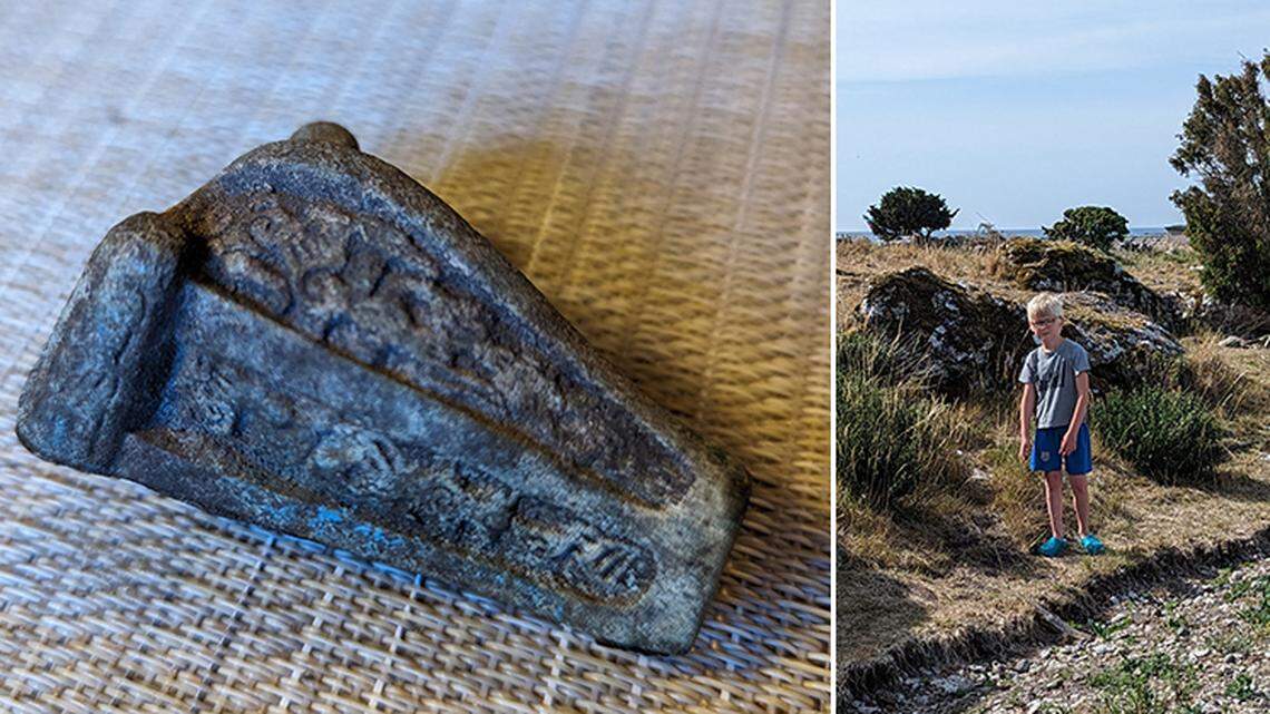 A boy on a beach vacation in Sweden picked up a weird-looking object and found an ancient Viking artifact, archaeologists said and photos show.