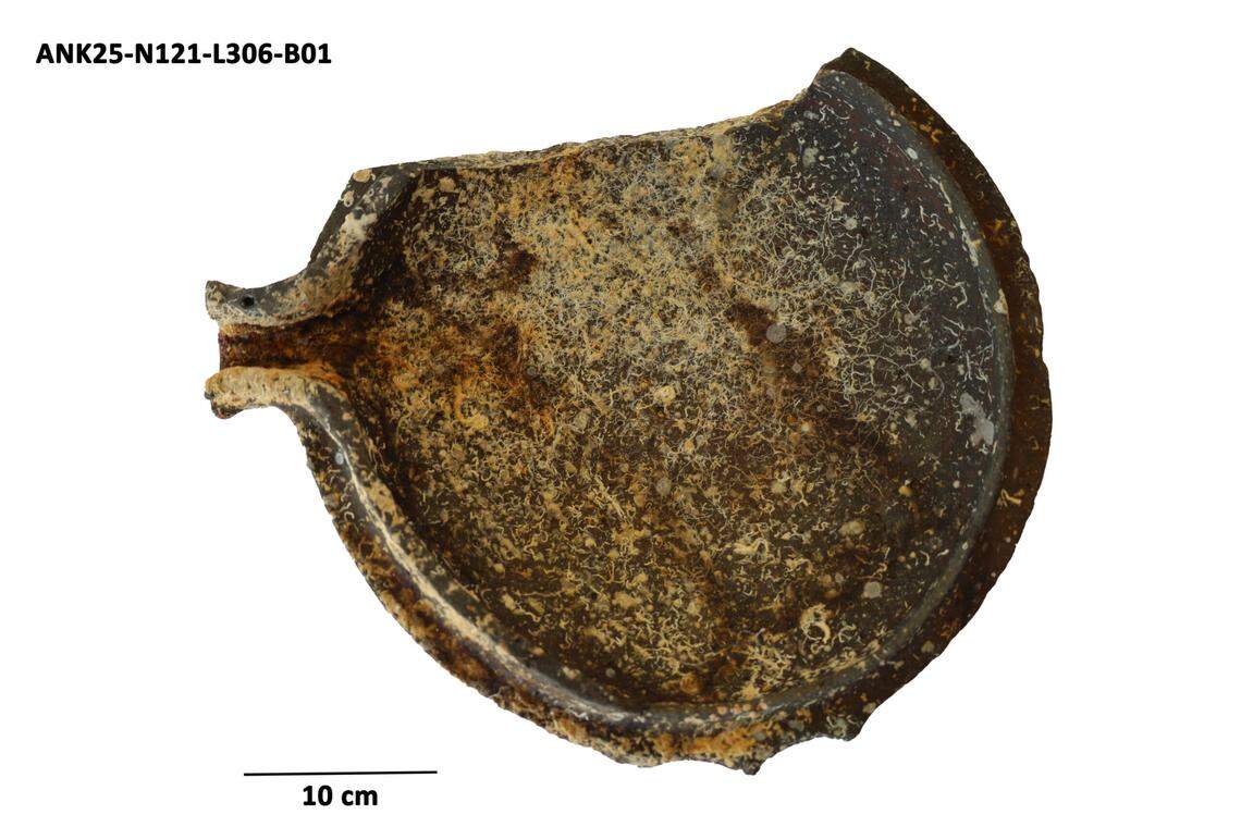 A rare type of clay pot found at the Antikythera shipwreck in 2025.