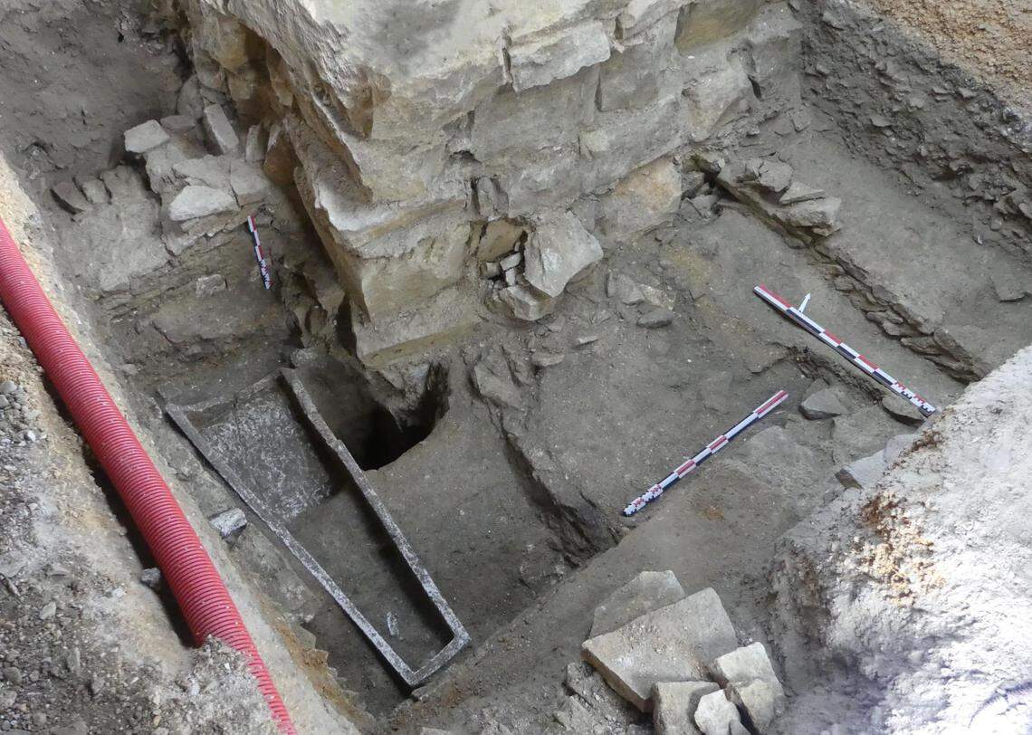 The ruins of an older building found under Saint Philibert’s Church.