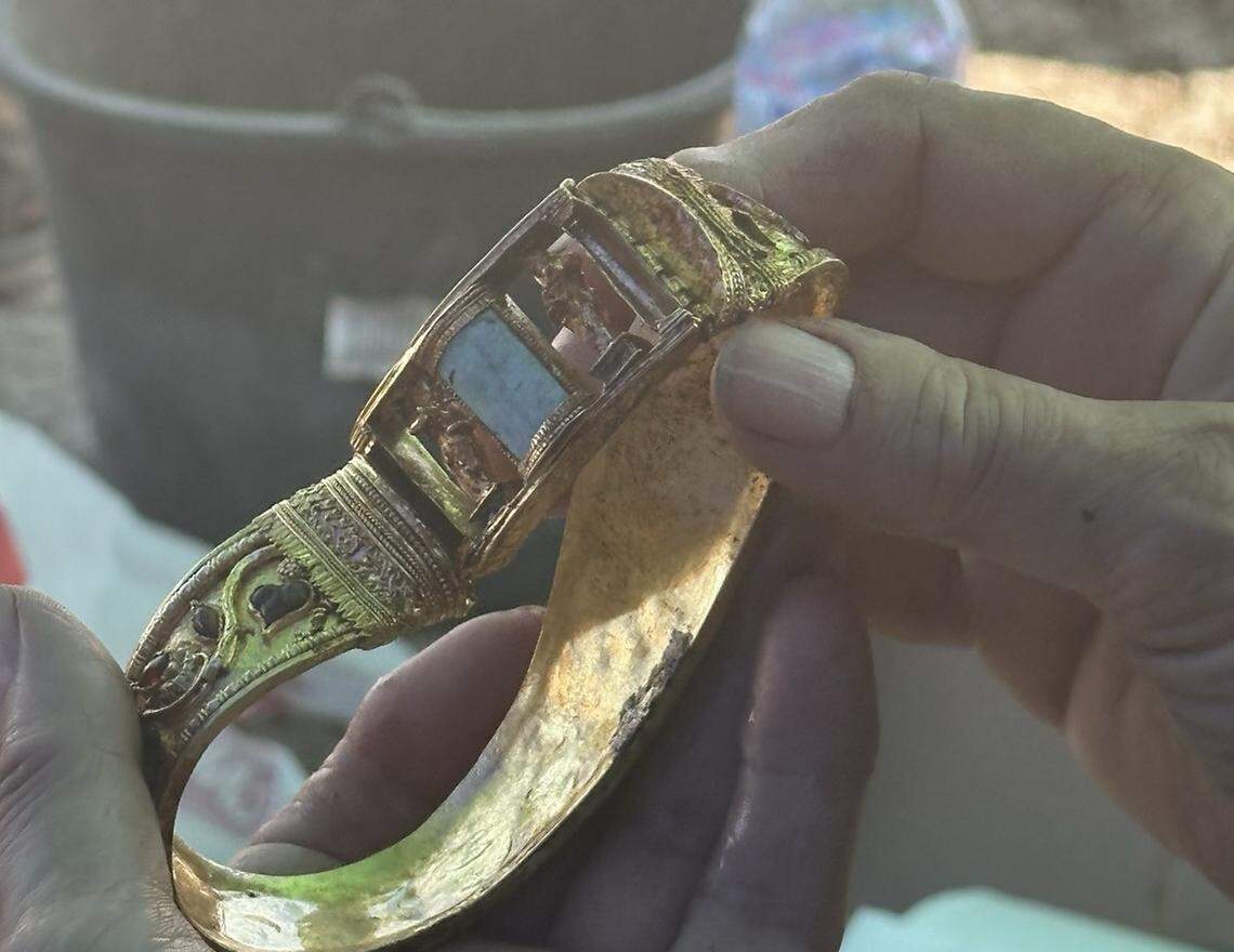 Another gold bracelet found in the grave.