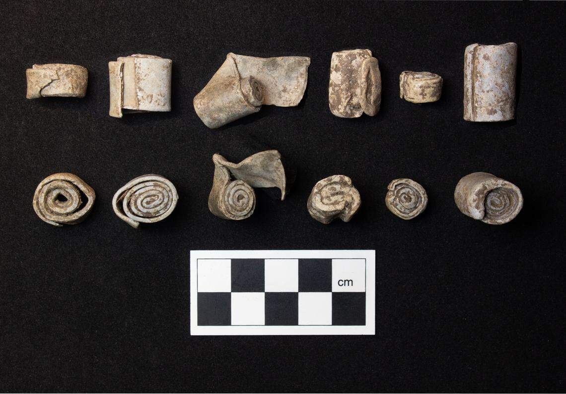 The lead scrolls, or “curse tablets,” found at the ancient Roman complex.