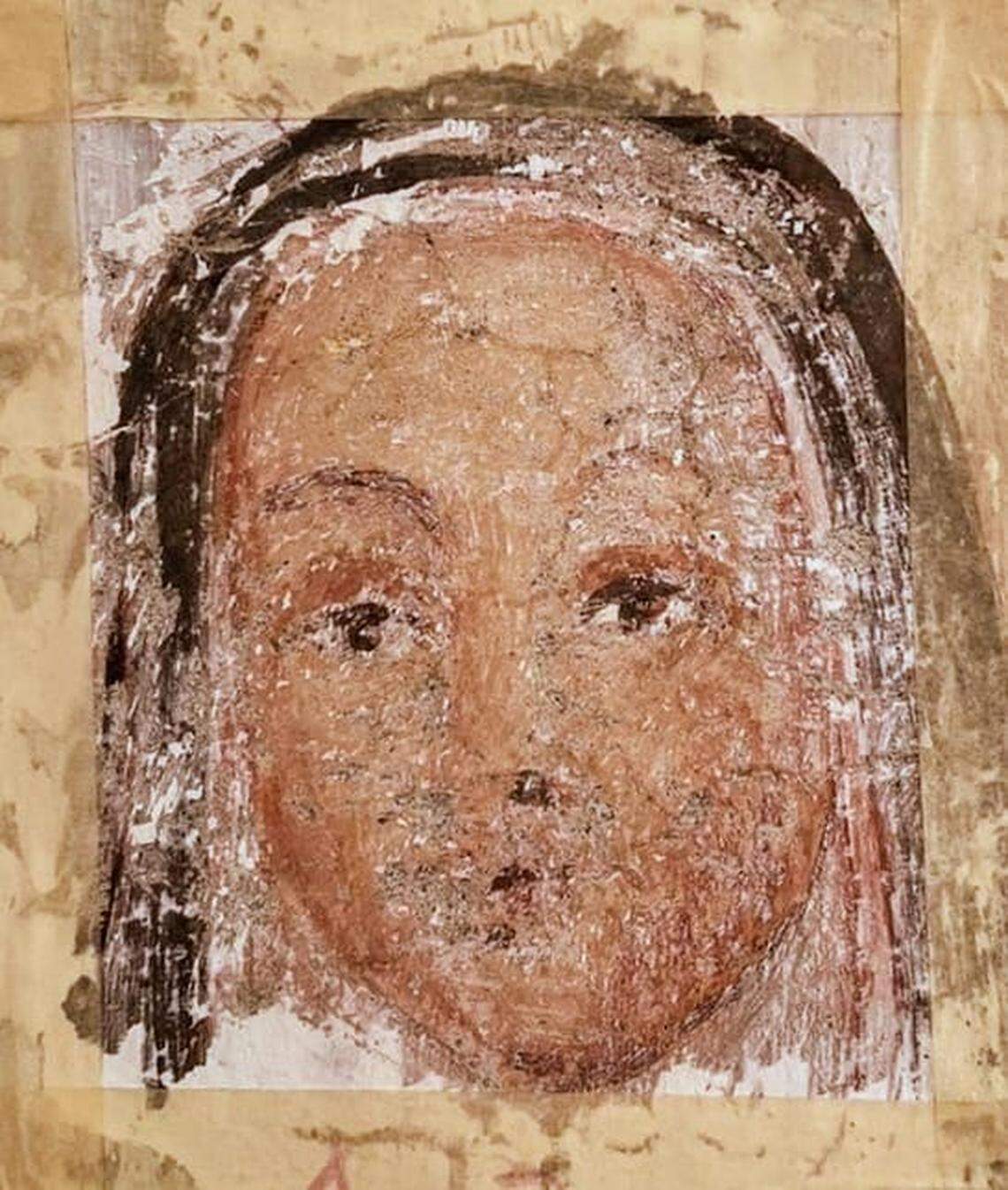 A painting of a nun’s face found at the 700-year-old convent.