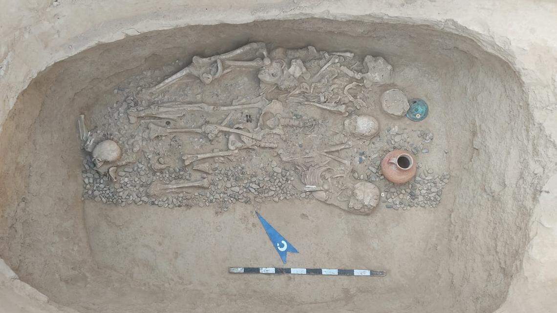 Archaeologists excavated three ancient graves in Kazakhstan and unearthed gold jewelry, a bronze mirror and other artifacts, photos show.