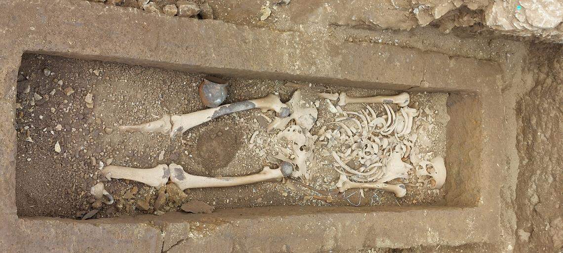 The inside of the 2,500-year-old sarcophagus found in Bisenzio.