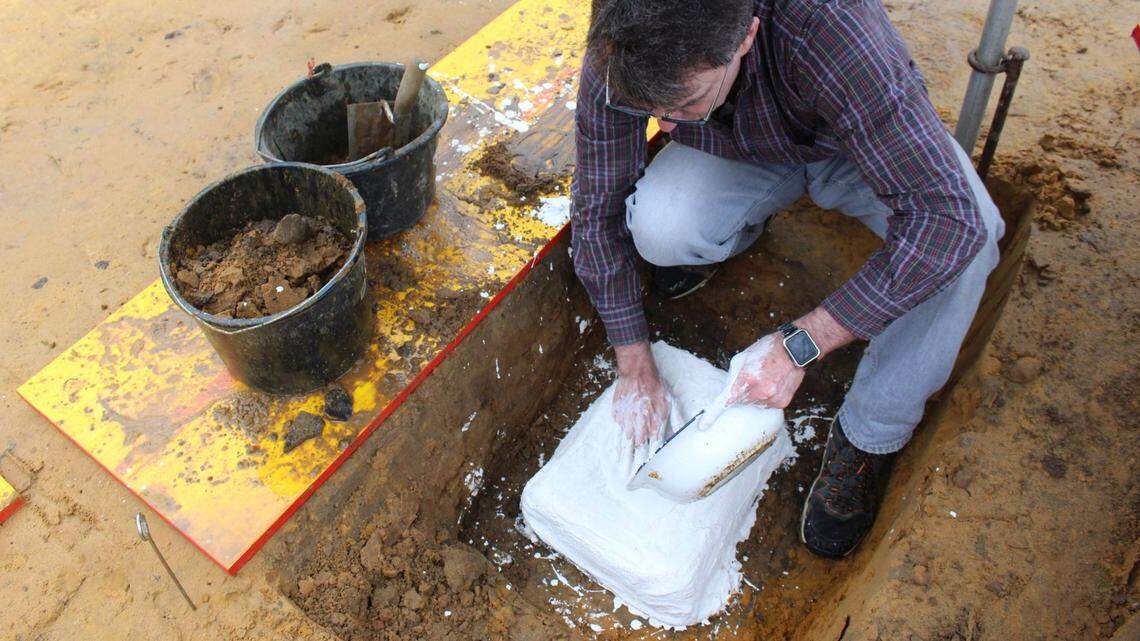 Archaeologists excavating a playground in Germany unearthed a 2,000-year-old Roman soldier’s shoe, ovens and a game piece.