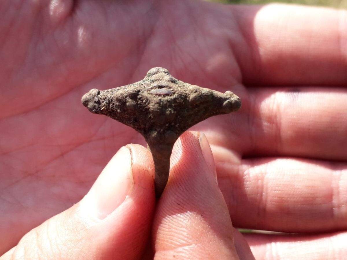 The rare Pictish ring soon after being found.