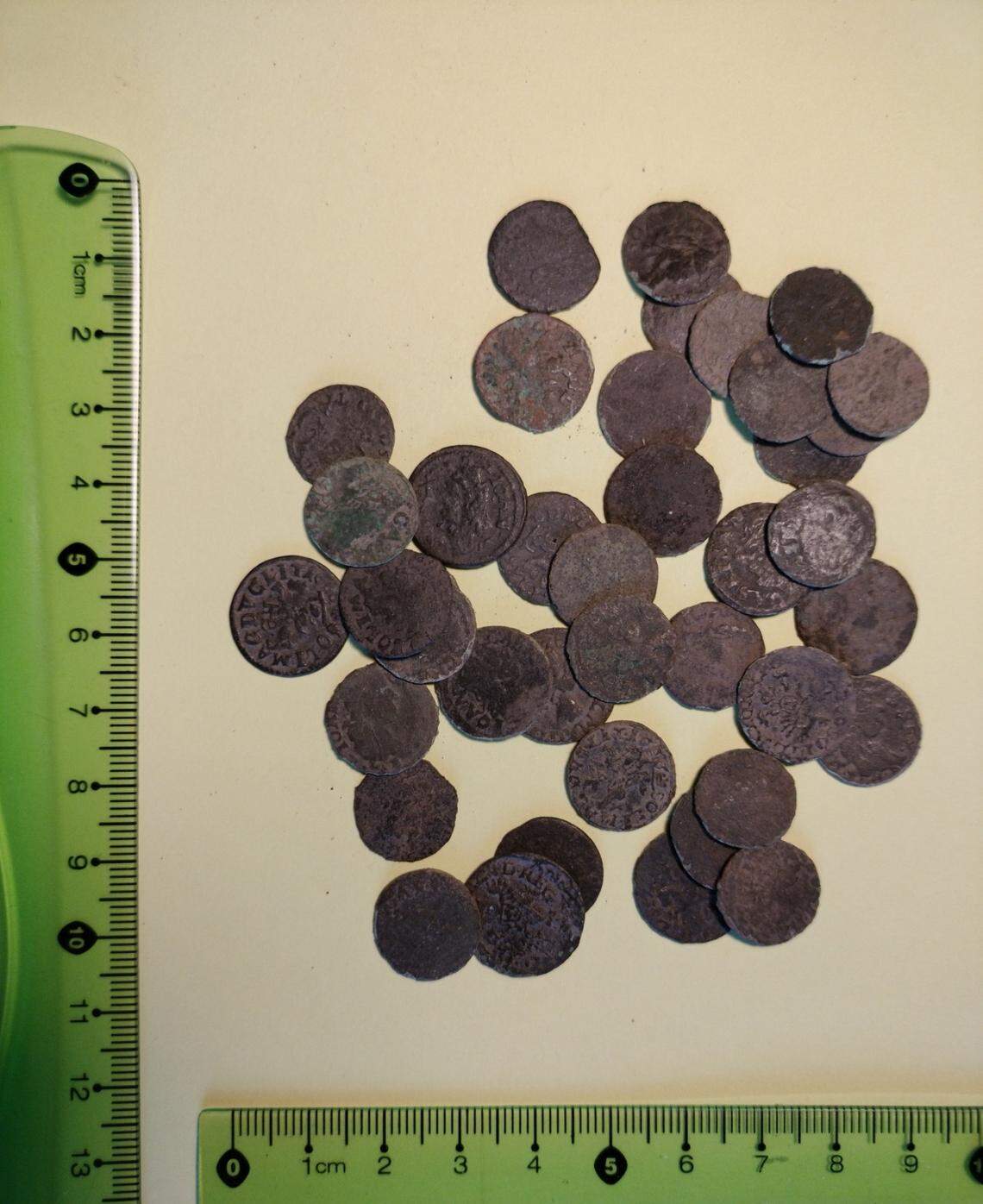 Some of the medieval Lithuanian shillings found in Księżpol.