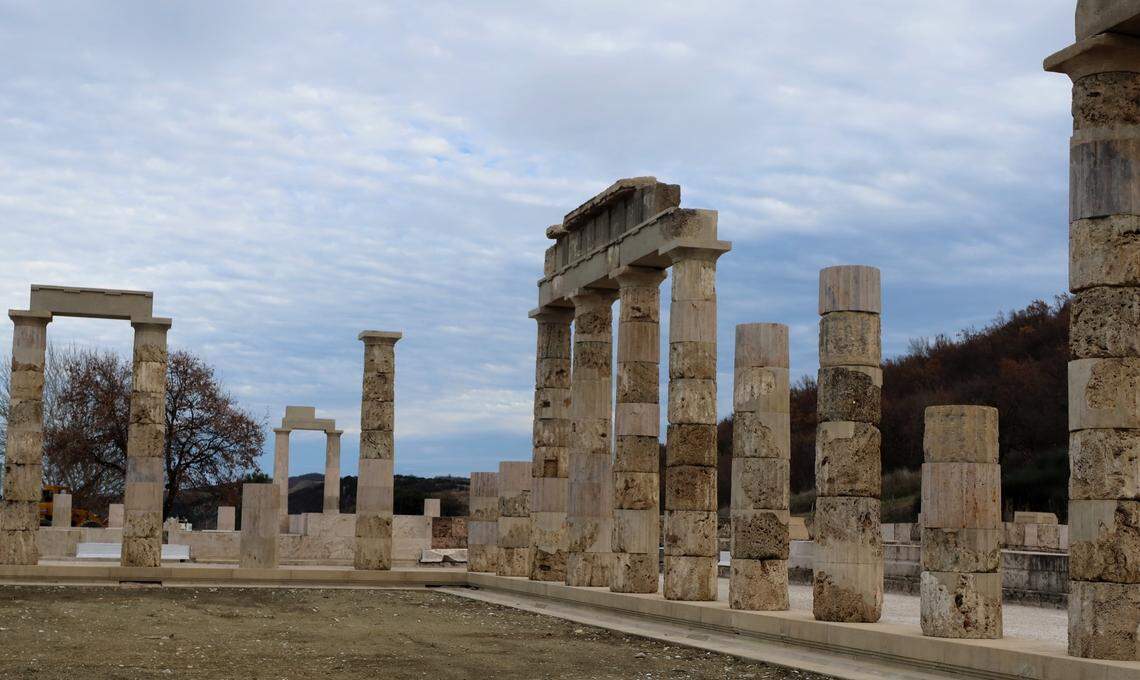 Some columns surrounding the courtyard at the Palace of Aigai.