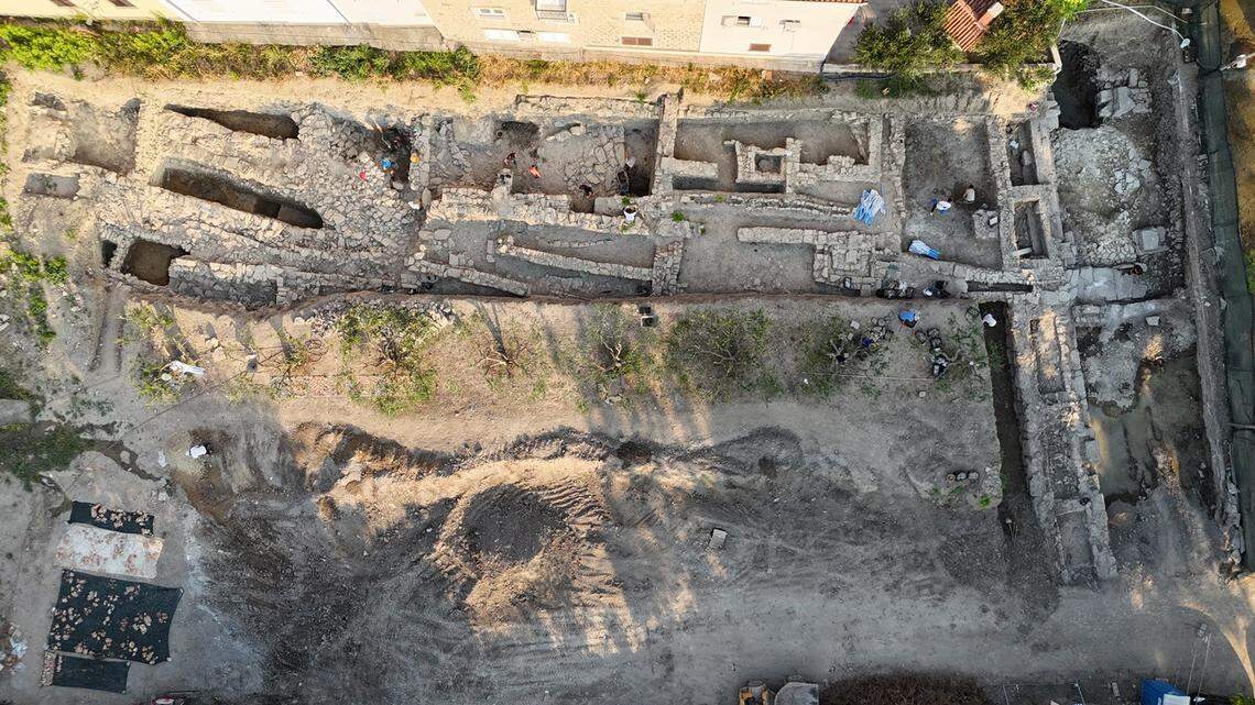 An aerial view of the ancient Greek rampart.