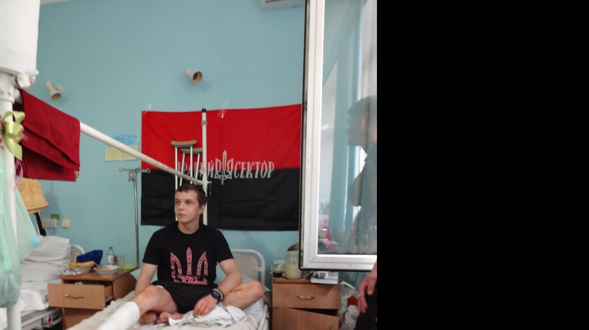 
DETERMINED FIGHTER: “Marley” wounded at a Kiev hospital after returning from the front. 


