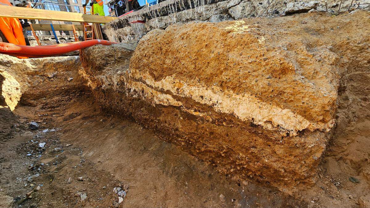 A close-up view of the 2,000-year-old road.